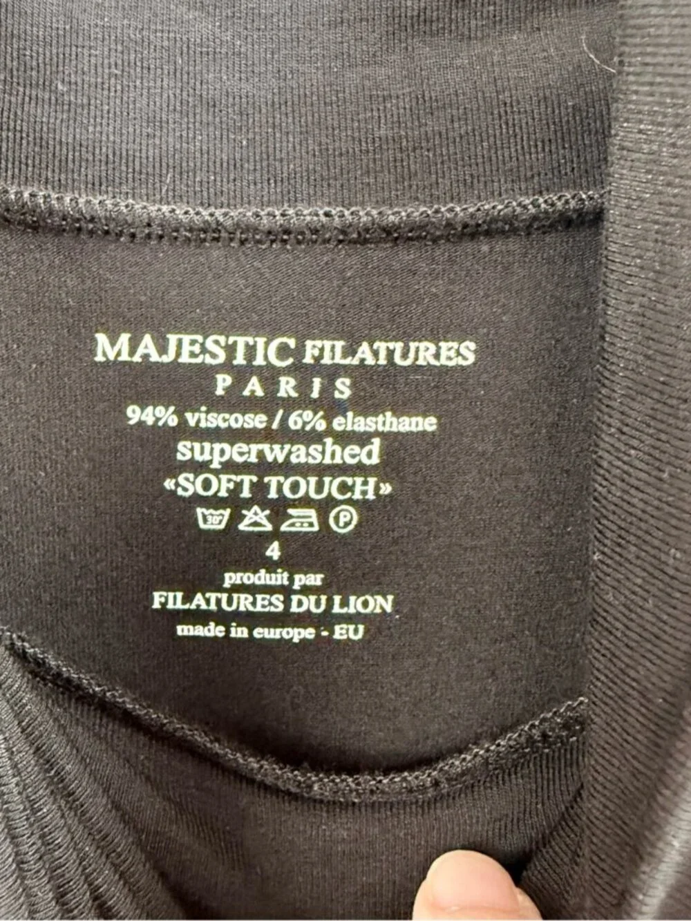 Majestic filatures black soft touch high neck fitted